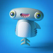 Marti el tiburón martillo! Primera mascota en C4D :). Design de personagens projeto de Andrés Gómez - 27.10.2017