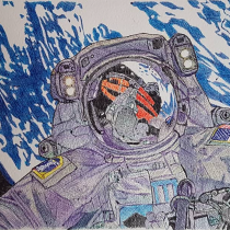 Astronauta. Traditional illustration project by Mireia Muñoz - 06.24.2018