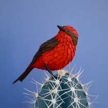 Mi Proyecto del curso: Petirrojo sobre cactus azulado. Un proyecto de Papercraft de Gabriela Castellanos - 15.03.2019