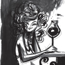 Mujer que tomó algunas copas de vino Ein Projekt aus dem Bereich Traditionelle Illustration, Comic und Zeichnung von Jey Castro - 05.04.2019