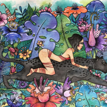 La Pantera. Un proyecto de Ilustración, Pintura, Creatividad, Dibujo y Pintura a la acuarela de Stephanie Castro - 15.07.2019