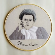 Creación de retratos bordados | Marie Curie. Drawing, Portrait Illustration, Embroider, Portrait Drawing, and Realistic Drawing project by Suzana Moreira - 01.29.2020