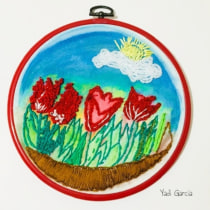  Composición floral con acrílico y bordado:Tulipanes. Un proyecto de Bordado de Yadira García - 08.01.2020