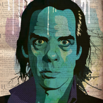 Nick Cave. Traditional illustration, Vector Illustration, Digital Illustration, and Portrait Illustration project by Nacho de Diego - 03.04.2020