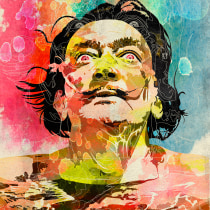Dalí en su tinta. Un proyecto de Ilustración vectorial, Ilustración de retrato y Dibujo digital de Leda Genitti - 07.04.2020