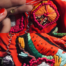 Proyecto  Gabriela Saravia Ochoa de bordado en traje de baño. Un proyecto de Diseño de moda e Ilustración textil de Gabriela Saravia Ochoa - 09.04.2020