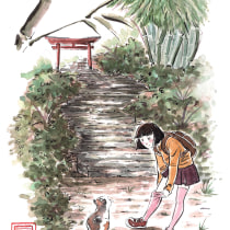 "La subida", Acuarela y tinta china sobre papel.. Un proyecto de Ilustración tradicional de Astrid Inda - 10.04.2020