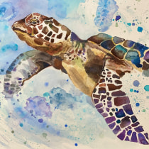 Mi Proyecto del curso: Técnicas modernas de acuarela. Watercolor Sea turtle Ein Projekt aus dem Bereich Traditionelle Illustration von MariLuz Gaspar - 10.04.2020