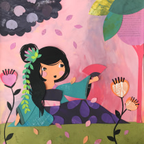 Mi Proyecto es La japonesa "feliz en el jardín". Un projet de Illustration de nsanabria - 13.04.2020
