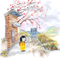Mi Proyecto del curso: Ilustración en acuarela con influencia japonesa. Ilustração, e Pintura em aquarela projeto de Paola Carrera Ramírez - 13.04.2020