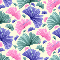 Sweet Ginko Pattern. Un proyecto de Diseño, Ilustración textil e Ilustración botánica de Isis Escobar Salcedo - 11.06.2020