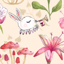 Mi Proyecto del curso: Diseño de patrones ilustrados Alicia en el Pais de las Maravillas. Un proyecto de Ilustración de laura florez cardona - 21.06.2020
