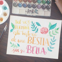  La Bella y la Bestia (Morat y Reik) . Un proyecto de Caligrafía con brush pen de Jessy Gutierrez - 10.07.2020
