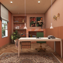 Pink office. Un proyecto de Diseño de interiores de Nathália Bessa - 28.07.2020