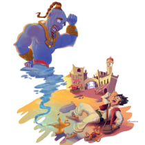 Aladdin y el Genio de la Lampara Magica . Un proyecto de Ilustración digital de joorgudisenos - 02.09.2020