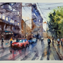 My project in Urban Landscapes in Watercolor course. Un proyecto de Pintura a la acuarela de John Yun - 03.09.2020