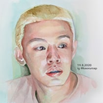 My favorite portrait painting from my sketchbook . Un proyecto de Pintura a la acuarela de Nguyen Nguyen - 23.09.2020