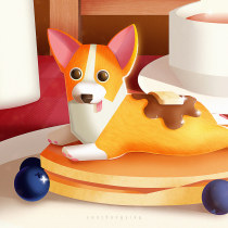 Toast, the Pancake Dog. Un projet de Illustration numérique de yeozhongying - 26.09.2020