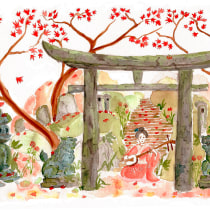 Meu projeto do curso: Ilustração em aquarela com influência japonesa. Traditional illustration, and Watercolor Painting project by Jaime Veloso - 10.22.2020