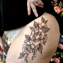 My project in Botanical Tattoo with Pointillism course. Tattoo Design project by Mika Kociolkiewicz - 12.16.2020