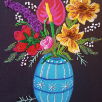 Mi Proyecto del curso: Composición floral con acrílico y bordado. Un proyecto de Bordado de María De Los Ángeles Martínez avendaño - 09.01.2021