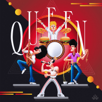 Queen & Food. Traditional illustration, and Graphic Design project by lozanografico - 01.21.2021