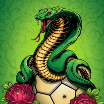 Traditional japanese snake wrapping around a football. Vector Illustration project by luc.fusaro - 02.22.2021