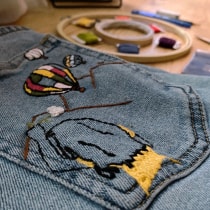 Mi Proyecto del curso: Upcycling con bordado. Embroider project by Andreina Crguez - 03.14.2021