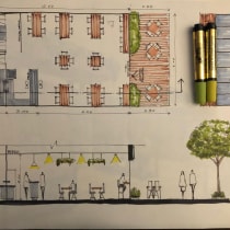 My Bistro's project in Introduction to Freehand Architectural Design course. Un proyecto de Ilustración arquitectónica de João Mota - 15.03.2021