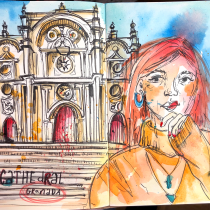 Girl in Granada, with Felix Scheinberger. Traditional illustration, Sketching, Creativit, Drawing, Watercolor Painting, and Sketchbook project by Astrid - 04.28.2021