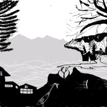 Silhouette drawing for a story "A bear's house" by Alice Hoffman. Un proyecto de Ilustración, Bocetado, Creatividad, Dibujo a lápiz, Dibujo, Stor, telling, Dibujo artístico, Dibujo digital e Ilustración con tinta de Beant - 30.03.2021