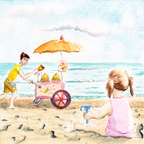 Le marchand de glaces.. Un proyecto de Ilustración, Dibujo, Stor, telling, Ilustración infantil, Narrativa y Pintura gouache de Atita Gibon - 22.06.2021