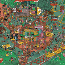 Illustrazione “Search and Find”: Luna Park  . Un proyecto de Ilustración tradicional e Ilustración digital de Nicol Carretti - 03.08.2021