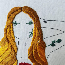 Mi Proyecto del curso: Retrato bordado con elementos botánicos. Portrait Illustration, Embroider, and Textile Illustration project by flor.atencia - 08.17.2021