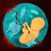 Microplastics in the placentas of unborn babies. Ilustração tradicional, Ilustração vetorial e Ilustração digital projeto de Leona Tsiara - 22.08.2021