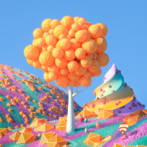 "Candy Land" - Angel King (3D Animation with Cinema 4D and Redshift for Beginners course). Un proyecto de 3D, Animación 3D, Modelado 3D y Diseño 3D de Angel King - 16.09.2021
