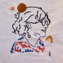 My project in Embroidered Linear Portrait course. Un proyecto de Ilustración de retrato, Bordado e Ilustración textil de Carole Giacobi - 22.09.2021
