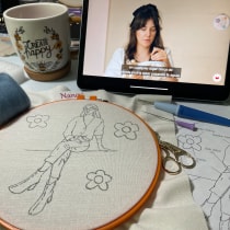 Mi Proyecto del curso: Bordado de imágenes de moda con needle felting. Embroider, and Textile Illustration project by nancy.aular - 09.27.2021