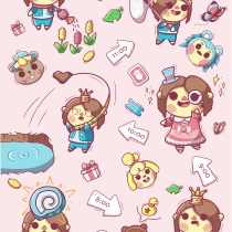 Un día normal en Animal Crossing. Traditional illustration, Character Design, Digital Illustration, and Manga project by Sharlyn Chacón - 10.14.2021