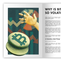 Editorial Illustration: Bitcoin Is Volatile by Design. Un proyecto de Ilustración, Dibujo e Ilustración editorial de Sam Ochoa - 25.11.2021