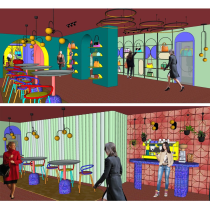 Concept Store "MOOD BAGS". EL ARCO como elemento plástico y de continuidad. Un proyecto de Diseño, Arquitectura interior, Diseño de interiores, Modelado 3D, Interiorismo, Retail Design y Diseño de espacios de Amanda Alvarez Da Costa - 17.12.2021