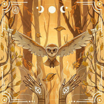 My project in Magical Realism for Children’s Illustration course - Owl Summoning. Traditional illustration, Character Design, Digital Illustration, Children's Illustration, and Editorial Illustration project by Adriana Depta - 01.06.2022