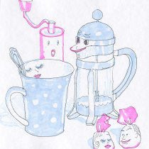 breakfast. Un proyecto de Diseño, Ilustración, Diseño de personajes, Creatividad, Dibujo y Pintura a la acuarela de Yulia Ivanova - 15.01.2022