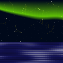 Creative coding: the aurora borealis on a starry night above a moonlit ocean. Motion Graphics, Multimídia, e JavaScript projeto de Joris Janssens - 23.01.2022
