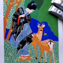 My project in Introduction to Gouache: A Chromatic Journey to Japan course. Ilustração, Artes plásticas, Pintura, e Pintura guache projeto de Gajda Ágnes - 04.03.2022