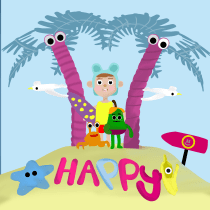 Happy beach . 3D, Design de personagens, Design de personagens 3D, e 3D Design projeto de Alexandra Sandoval - 13.03.2022