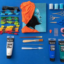 My project for course: Realistic Embroidered Portraiture: Tell Stories with Color. Un progetto di Ritratto illustrato, Ricamo, Illustrazione tessile e Textile Design di Nneka Jones - 07.04.2022