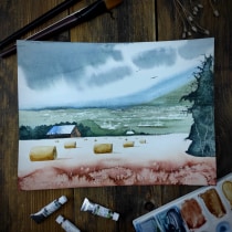 My project for course: Watercolor Landscapes: Experimental Tools and Techniques. Fine Art, Painting, and Watercolor Painting project by Zsanett Godnics Bakos - 04.16.2022