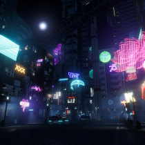 Game Environment Design: Cyberpunk Scenes with Unreal Engine. 3D, Animation, Art Direction, 3D Animation, Video game, Game Design, and Game Development project by Deveashwar K R - 05.07.2022