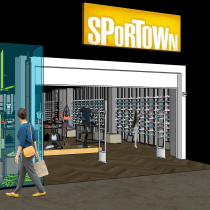 Tienda Sportown. Un proyecto de Arquitectura interior, Diseño de interiores, Modelado 3D, Diseño 3D e Interiorismo de Claudia Pulido - 25.05.2022